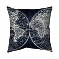 Fondo 20 x 20 in. World Map Blue Print-Double Sided Print Indoor Pillow FO3325547